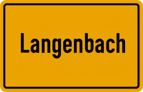 Ortsschild Langenbach, Kreis Freising