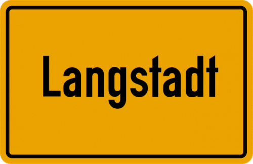 Ortsschild Langstadt, Kreis Dieburg