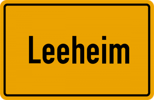 Ortsschild Leeheim, Kreis Groß-Gerau