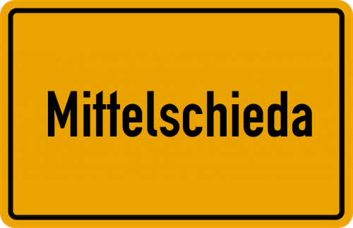 Ortsschild Mittelschieda, Gemeinde Schwarzenbach an der Saale