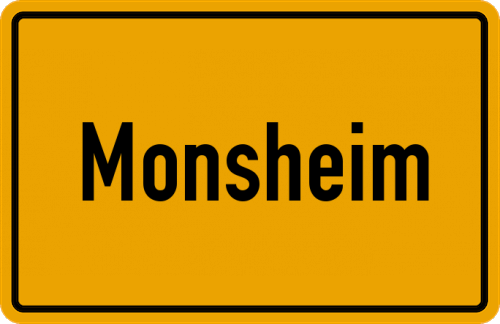 Ortsschild Monsheim, Rheinhessen