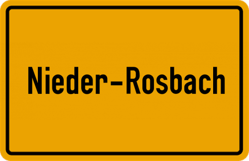 Ortsschild Nieder-Rosbach, Kreis Friedberg, Hessen