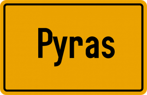 Ortsschild Pyras