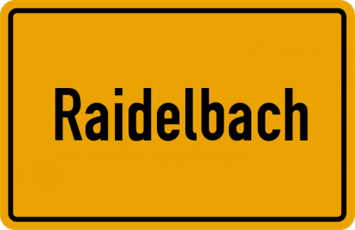 Ortsschild Raidelbach