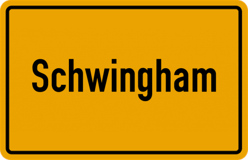 Ortsschild Schwingham, Niederbayern