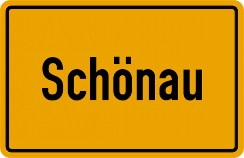 Ortsschild Schönau, Kreis Ziegenhain, Hessen