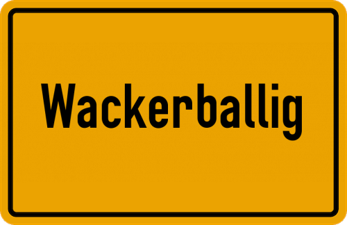 Ortsschild Wackerballig, Angeln