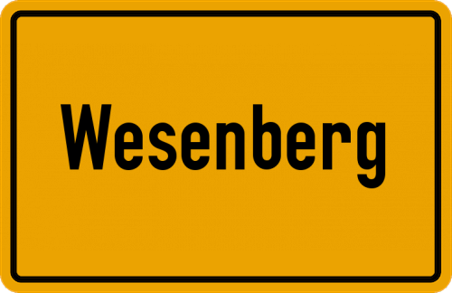 Ortsschild Wesenberg, Mecklenburg