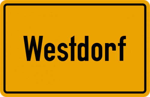 Ortsschild Westdorf, Kreis Norden