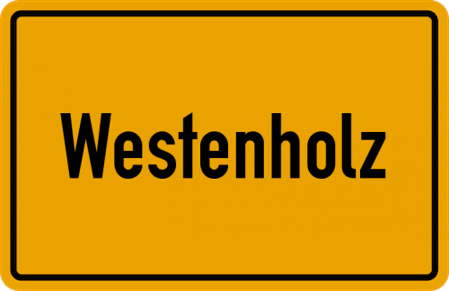 Ortsschild Westenholz, Kreis Paderborn