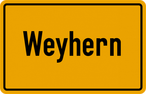 Ortsschild Weyhern, Kreis Fürstenfeldbruck