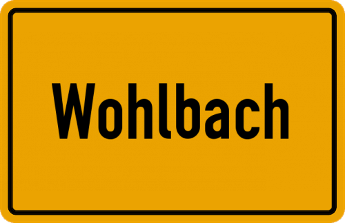 Ortsschild Wohlbach, Kreis Coburg