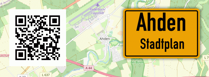Stadtplan Ahden, Kreis Büren, Westfalen