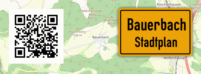 Stadtplan Bauerbach, Kreis Marburg an der Lahn
