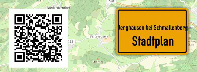Stadtplan Berghausen bei Schmallenberg, Sauerland