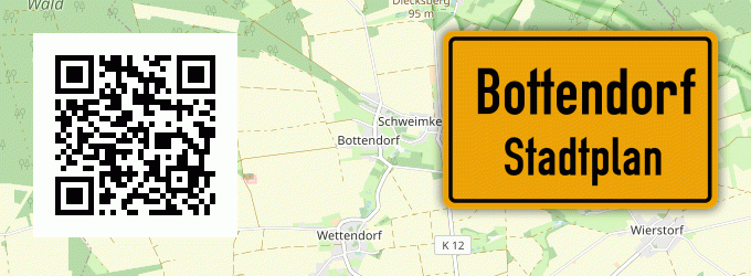 Stadtplan Bottendorf, Kreis Frankenberg, Eder