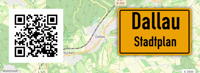 Stadtplan Dallau, Kreis Mosbach, Baden