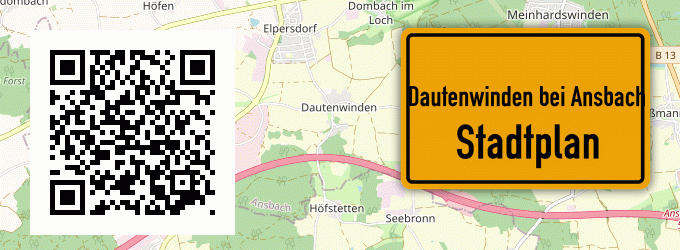 Stadtplan Dautenwinden bei Ansbach, Mittelfranken