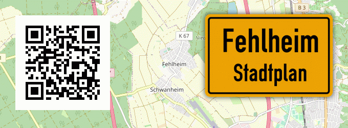 Stadtplan Fehlheim, Kreis Bergstraße