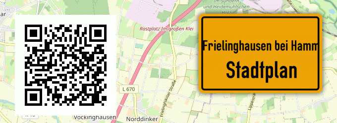 Stadtplan Frielinghausen bei Hamm, Westfalen