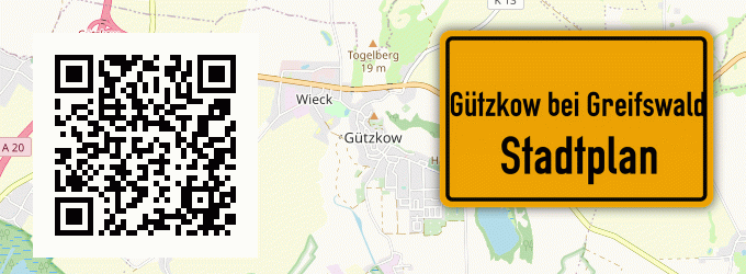 Stadtplan Gützkow bei Greifswald