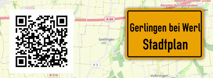 Stadtplan Gerlingen bei Werl, Westfalen