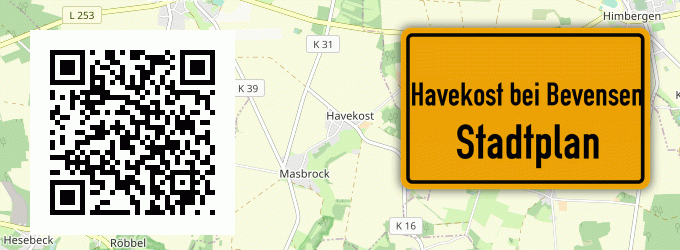 Stadtplan Havekost bei Bevensen, Lüneburger Heide