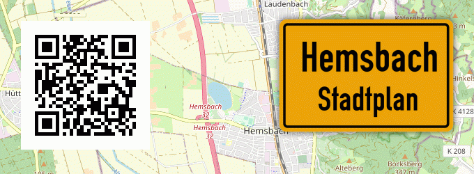 Stadtplan Hemsbach, Unterfranken