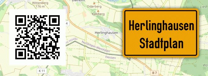 Stadtplan Herlinghausen, Kreis Warburg, Westfalen