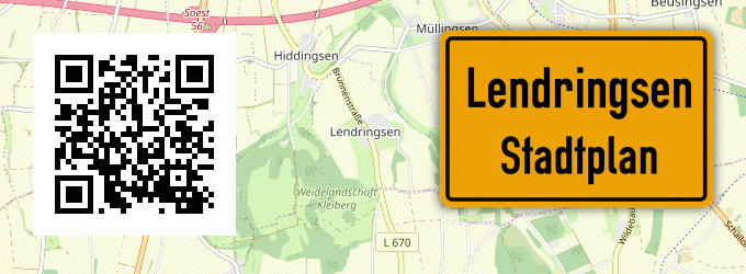 Stadtplan Lendringsen, Kreis Soest, Westfalen