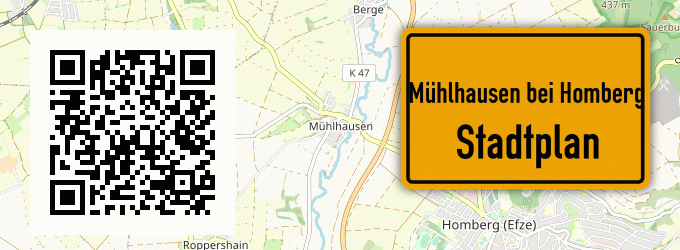 Stadtplan Mühlhausen bei Homberg, Bezirk Kassel