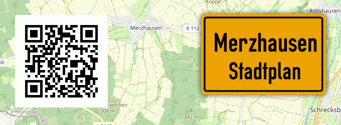 Stadtplan Merzhausen, Kreis Ziegenhain, Hessen