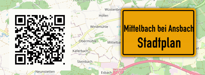 Stadtplan Mittelbach bei Ansbach, Mittelfranken