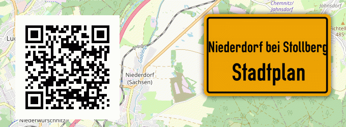 Stadtplan Niederdorf bei Stollberg, Erzgebirge