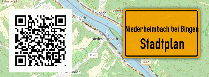 Stadtplan Niederheimbach bei Bingen, am Rhein