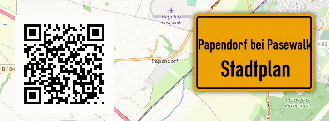 Stadtplan Papendorf bei Pasewalk