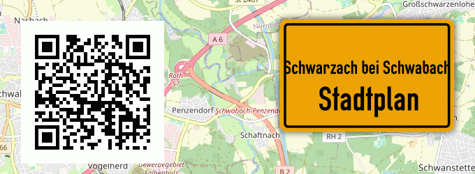 Stadtplan Schwarzach bei Schwabach