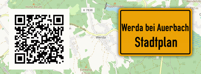 Stadtplan Werda bei Auerbach, Vogtland