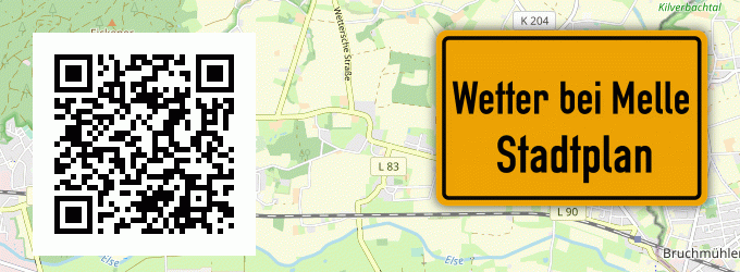 Stadtplan Wetter bei Melle, Wiehengebirge