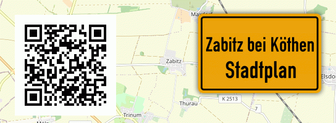 Stadtplan Zabitz bei Köthen, Anhalt