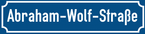 Straßenschild Abraham-Wolf-Straße