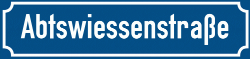 Straßenschild Abtswiessenstraße zum kostenlosen Download