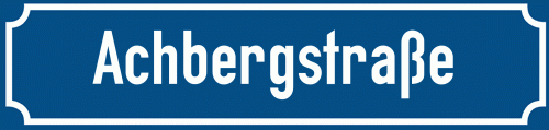 Straßenschild Achbergstraße zum kostenlosen Download