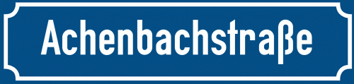 Straßenschild Achenbachstraße zum kostenlosen Download