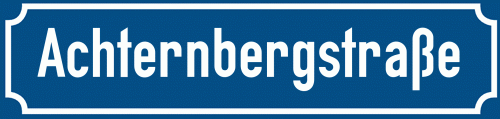 Straßenschild Achternbergstraße zum kostenlosen Download