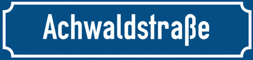Straßenschild Achwaldstraße