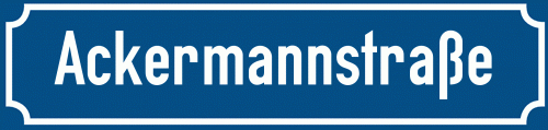 Straßenschild Ackermannstraße zum kostenlosen Download