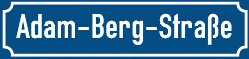Straßenschild Adam-Berg-Straße