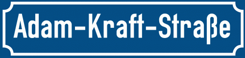 Straßenschild Adam-Kraft-Straße zum kostenlosen Download