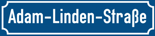 Straßenschild Adam-Linden-Straße zum kostenlosen Download